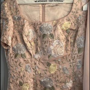2 piece Zola evening dress light pink with flowers and beads